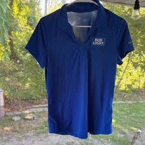 Nike Royal Blue Polo Shirt with Bud Light Logo NWOT